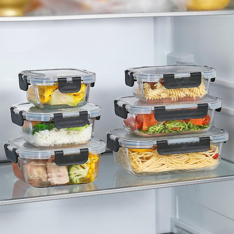Bento Box - Auslaufsichere Glas-Lebensmittelbehälter mit luftdichten Deckeln, wiederverwendbare