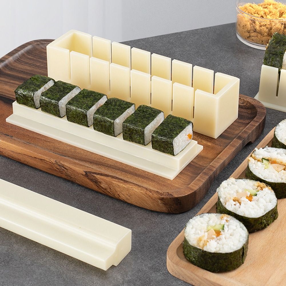 Sushi Making Kit - 3-teiliges Set Plastik-Sushi-Zubereitungsset, rund, quadratisch, herzförmig,