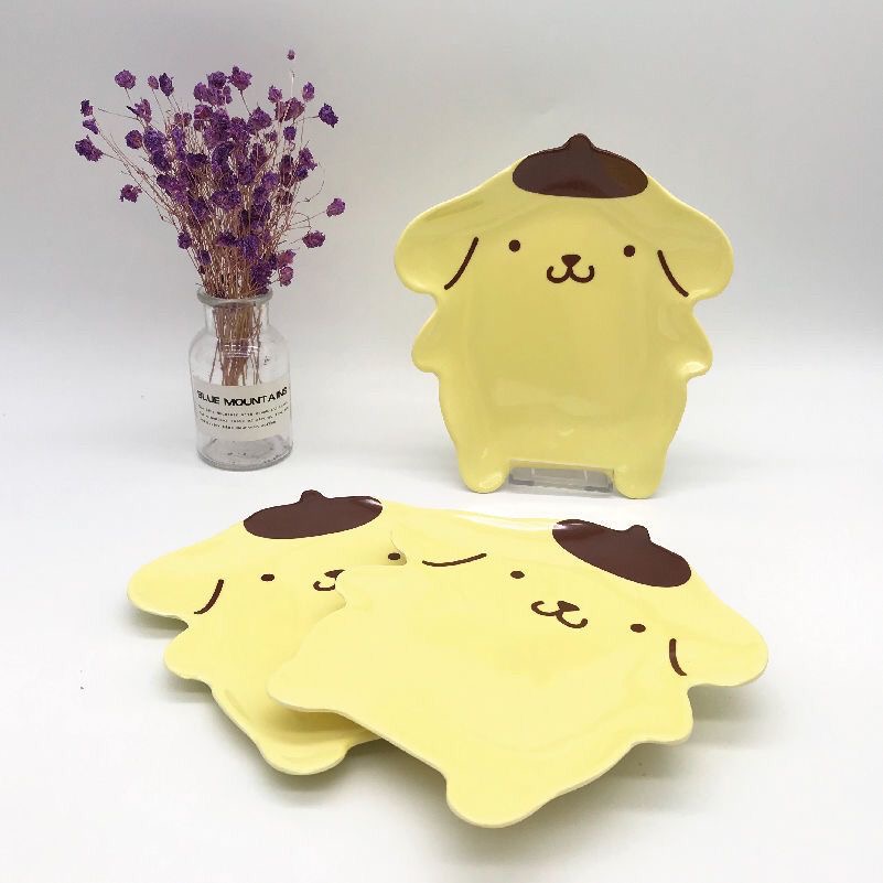 Japanese Snacks - Kawaii-Teller in Pompompurin-Form, entzückendes gelbes Welpen-Snacktablett,