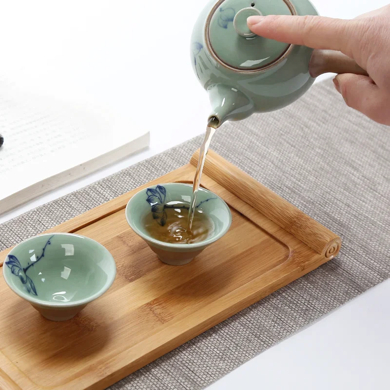 Japanese Pottery - 1 Stück handbemalte, rissige Keramiktasse im